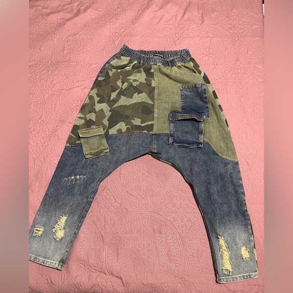 Patch Work Denim Harem Pants - Picture 4 of 4